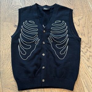 Pleasures Black Ribcage Knit Button Vest